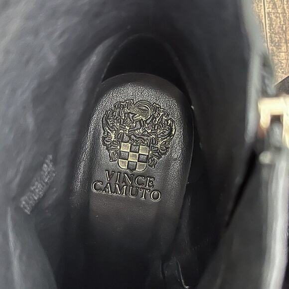 Vince Camuto Moto Buckle Boot Strappy Leather Wrap Western Zip Up Size 8.5 Black - Picture 11 of 15